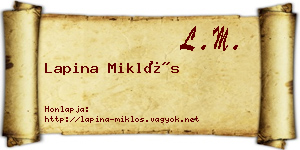 Lapina Miklós névjegykártya